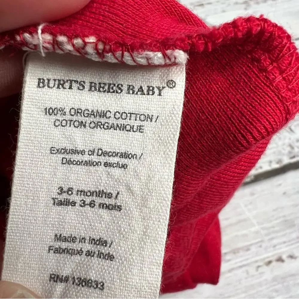 Burts Bees‎ 3-6 Months Christmas Candy Cane Bodysuit Pants Set Organic Cotton